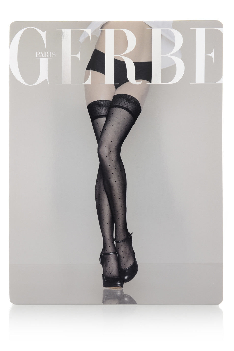 GERBE PLUMETIS 10 Πουά Mαύρες Ψηλές Κάλτσες