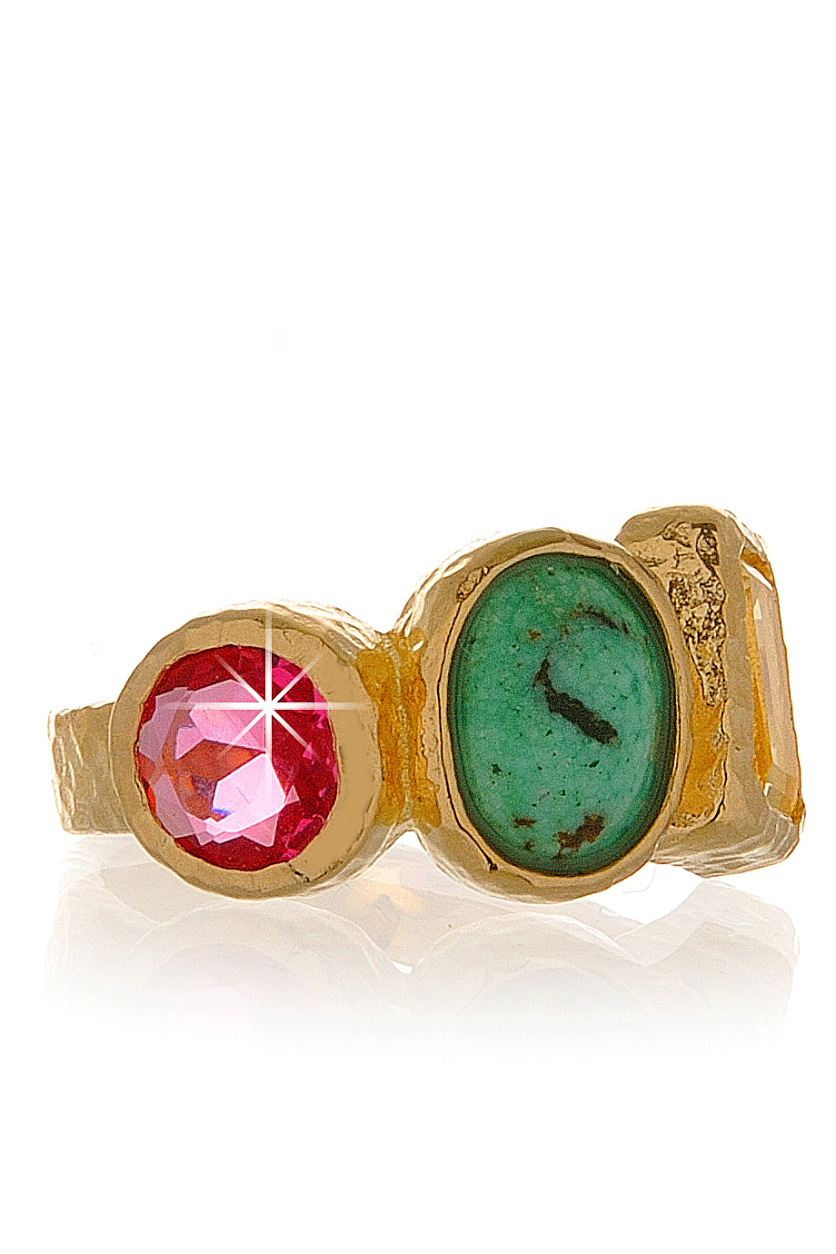 Δαχτυλίδι με Τουρμαλίνες και Τιρκουάζ - Isharya | Κοσμήματα