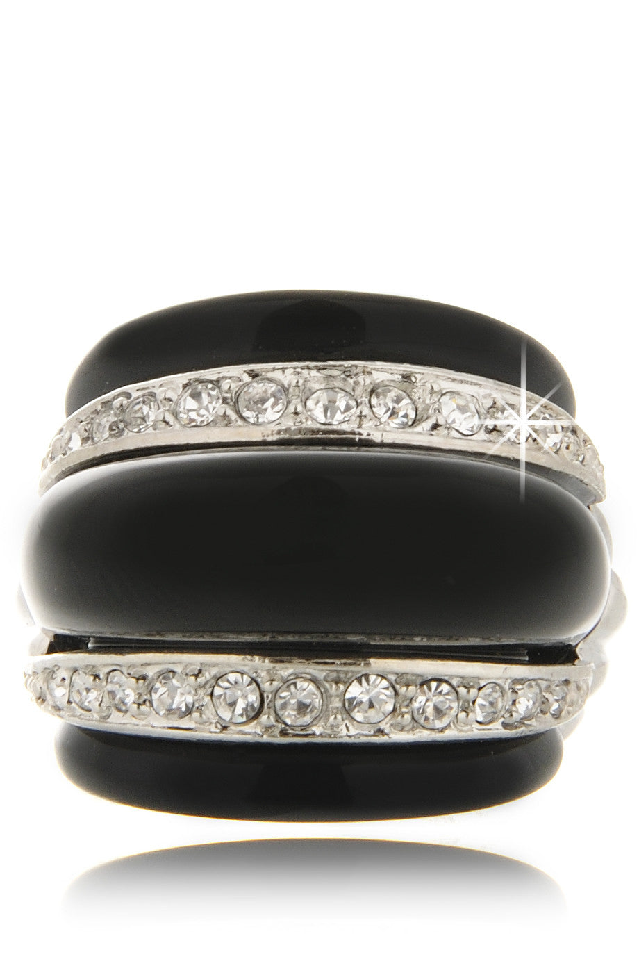 Μαύρο Δαχτυλίδι με Κρύσταλλα - Kenneth Jay Lane | Κοσμήματα