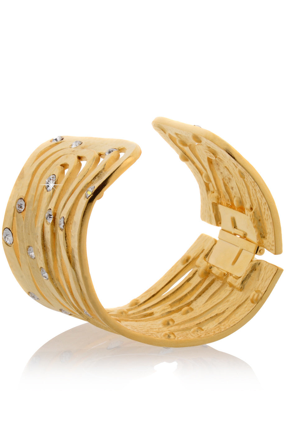 Χρυσό Βραχιόλι Χειροπέδα με Κρύσταλλα - Kenneth Jay Lane | Κοσμήματα