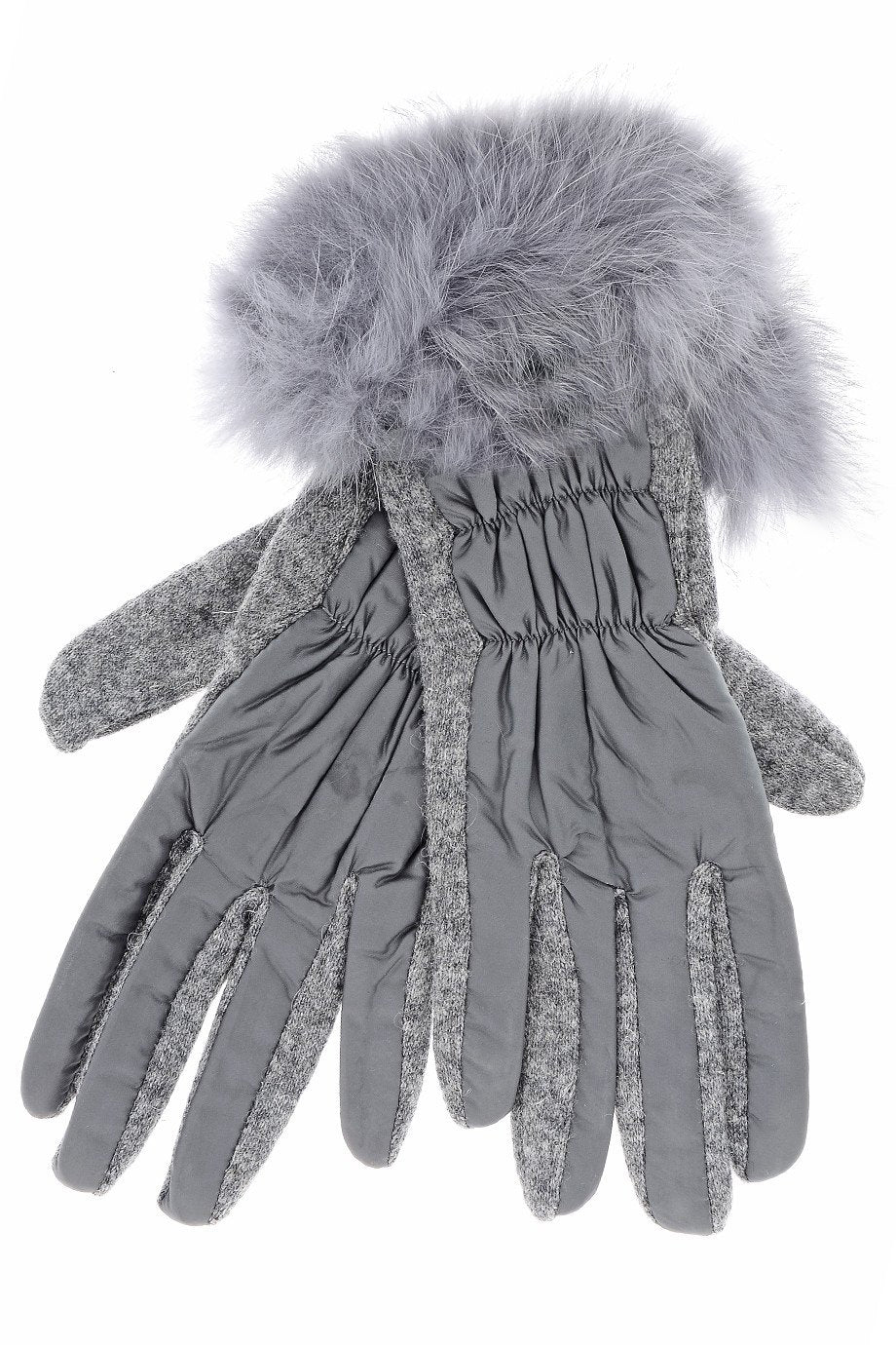 Chalet Γκρι Γάντια με Γουνάκι | Γυναικεία Γάντια - Lalu
