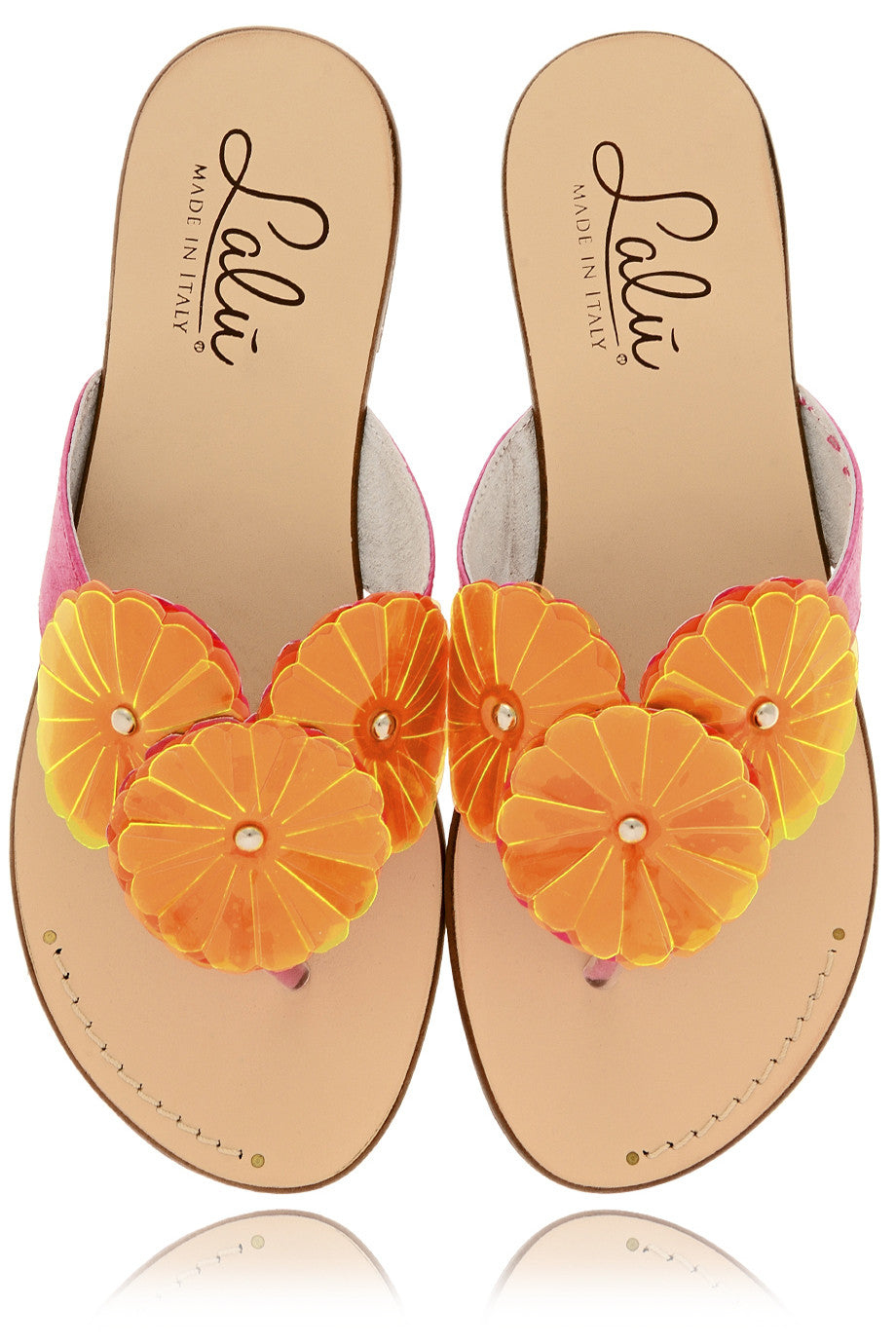 Δερμάτινα Σανδάλια με Λουλούδια | Γυναικεία Παπούτσια