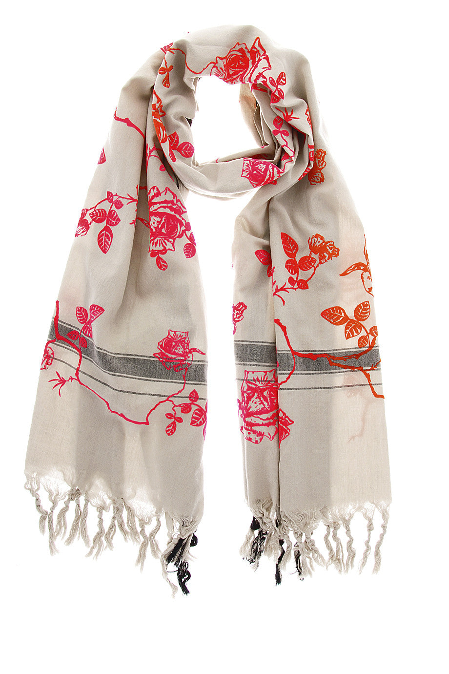 ROSES Beige Scarf with patterns