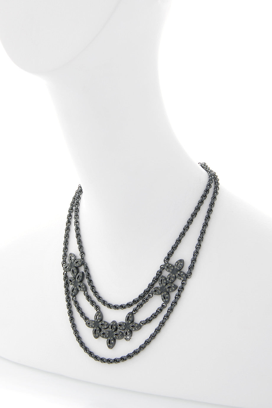 Γκρι Κολιέ με Λουλούδια - Lk Designs | Κοσμήματα