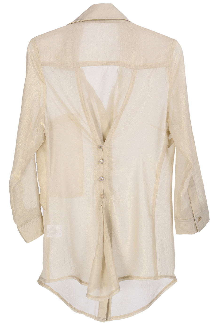 Μπεζ Μεταλλιζέ Μακρύ Πουκάμισο | Γυναικεία Ρούχα