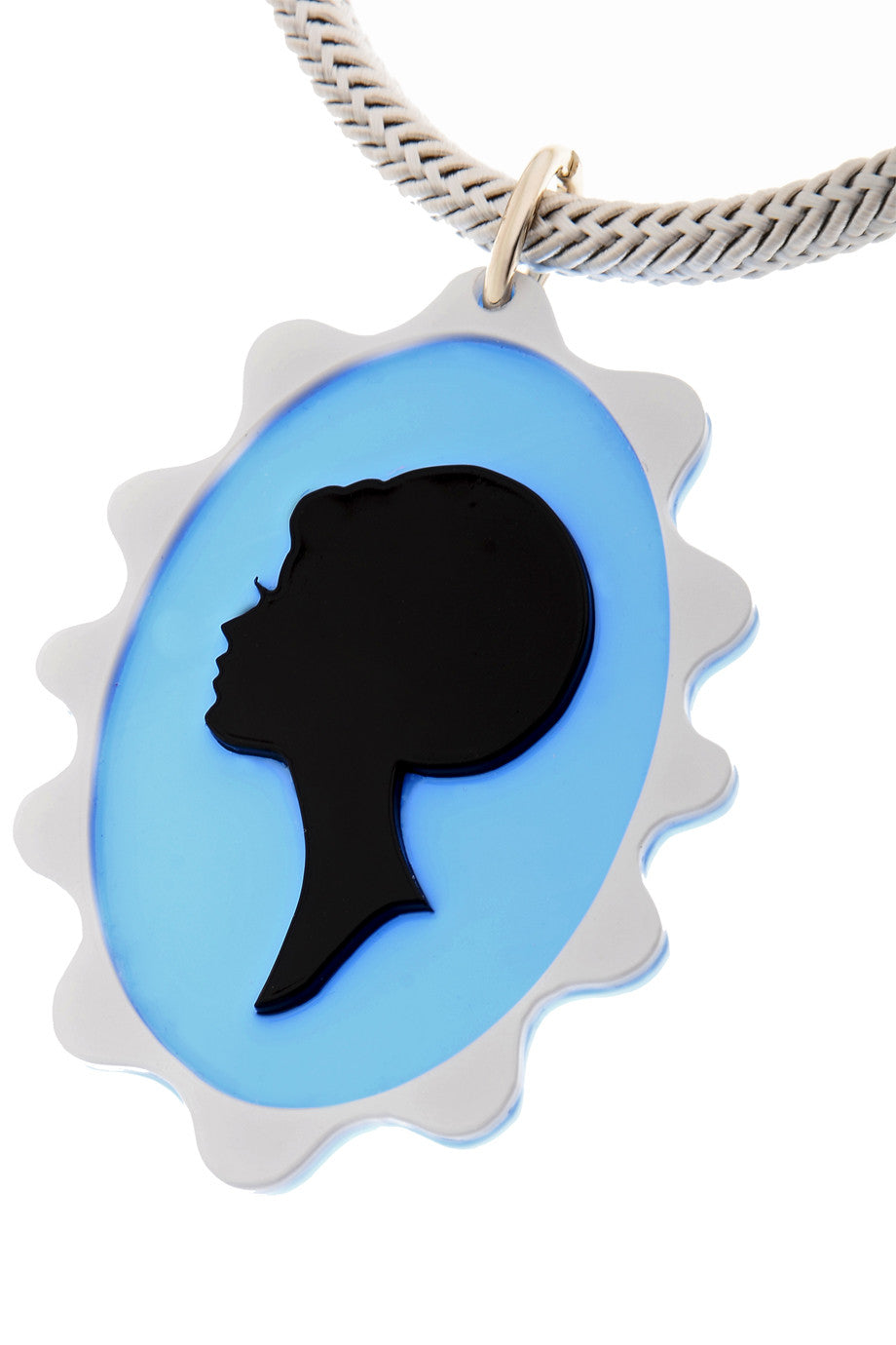 Γκρι Γαλάζιο Μενταγιόν με Κορδόνι | Κοσμήματα