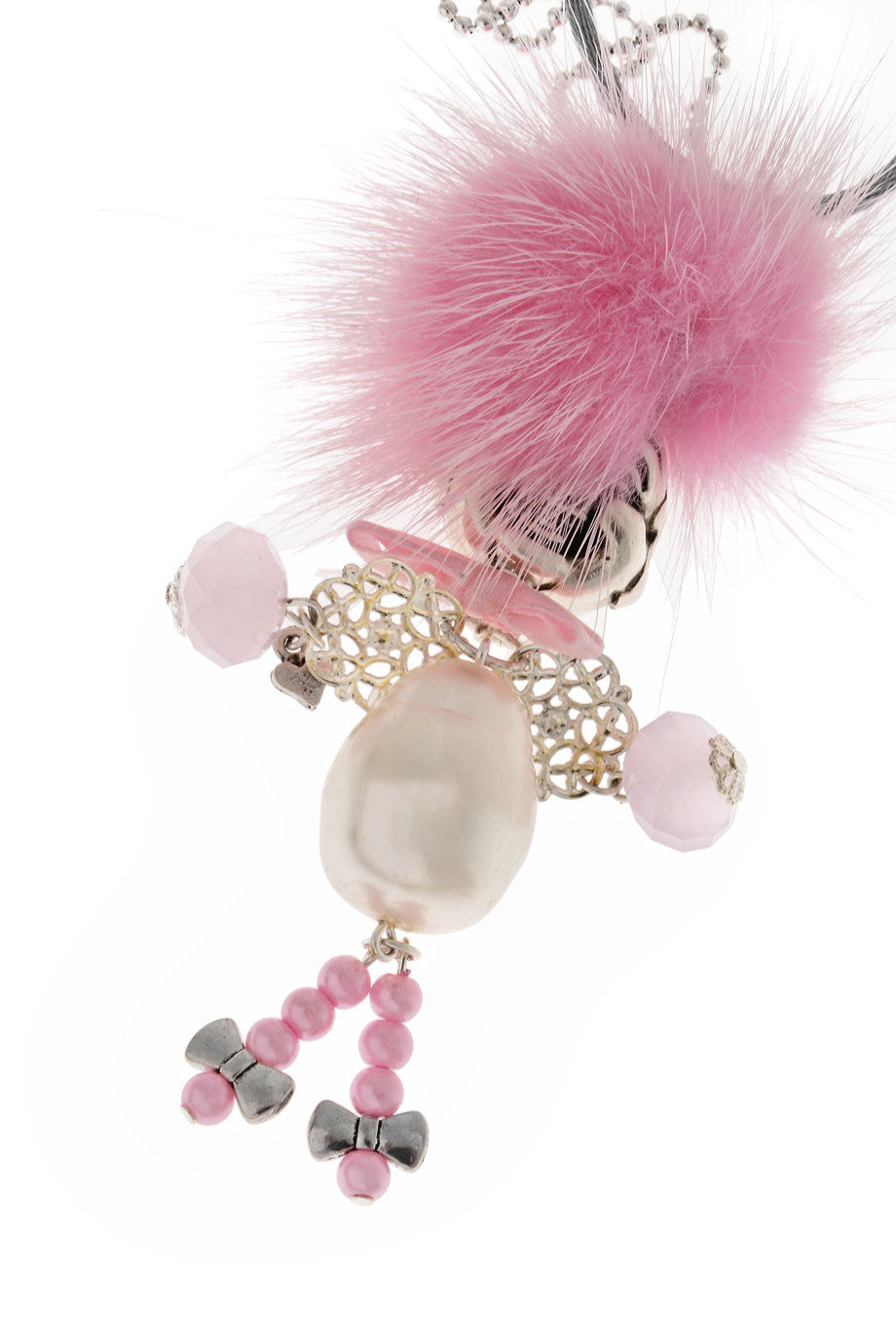 Κολιέ με Ροζ Γούνινη Φούντα - Marie Moi | Κοσμήματα