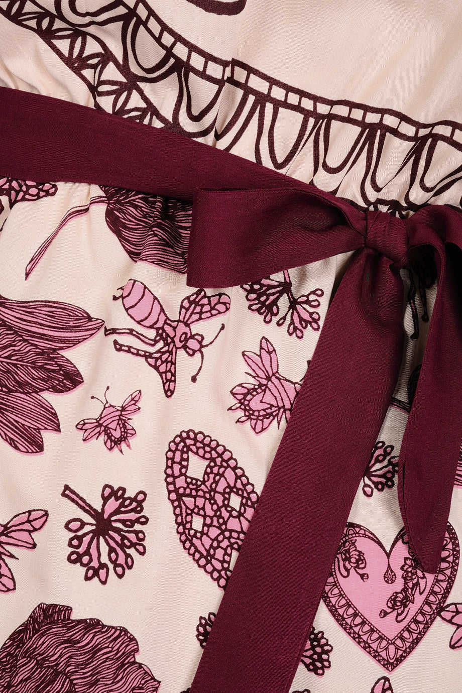 Μπεζ Φόρεμα με Μπορντό Σχέδια | Φορέματα - Mismash