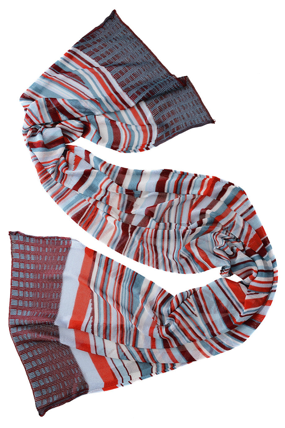 EDITH Sciarpa a righe rosse blu