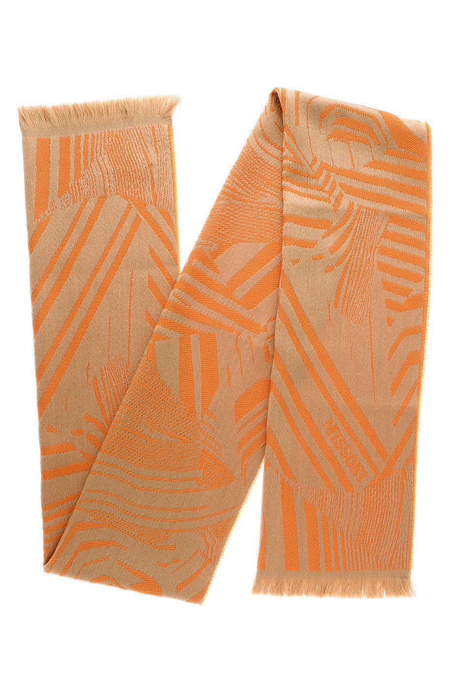 MISSONI - LION Μπεζ Πορτοκαλί Μάλλινο Κασκόλ