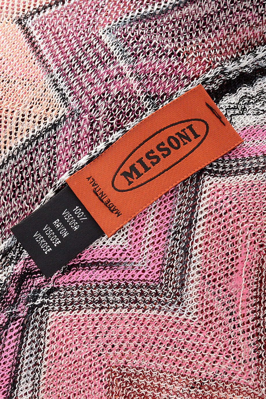 MISSONI ZIG ZAG Pink Crochet Scarf