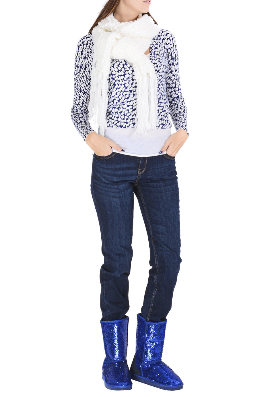 Μπλε Μεσάτη Ζακέτα με Ελέφαντες | Γυναικεία Ρούχα