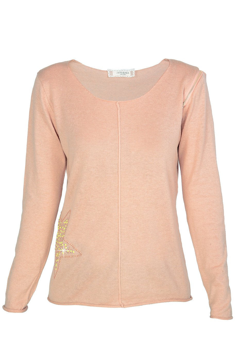 Σομόν Πουλόβερ με Κρύσταλλα | Γυναικεία Ρούχα - Πουλόβερ - Μπλούζες - Misty Interdee