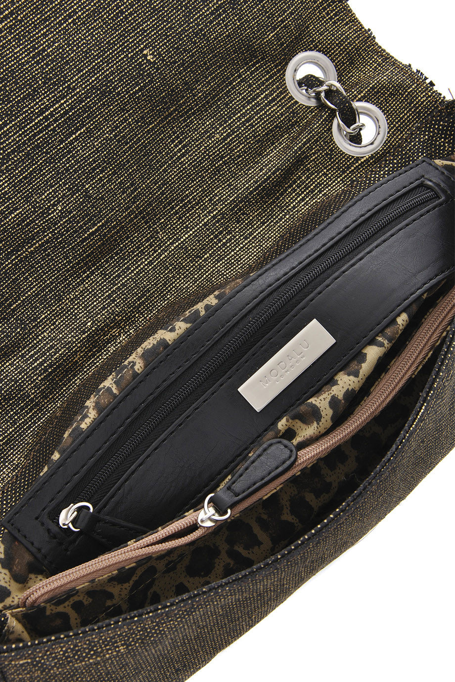 CAN-CAN Khaki/Grey Ruffle Shoulder Bag