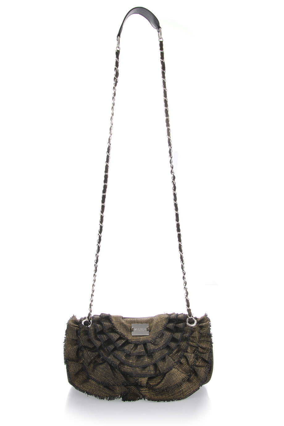 CAN-CAN Khaki/Grey Ruffle Shoulder Bag