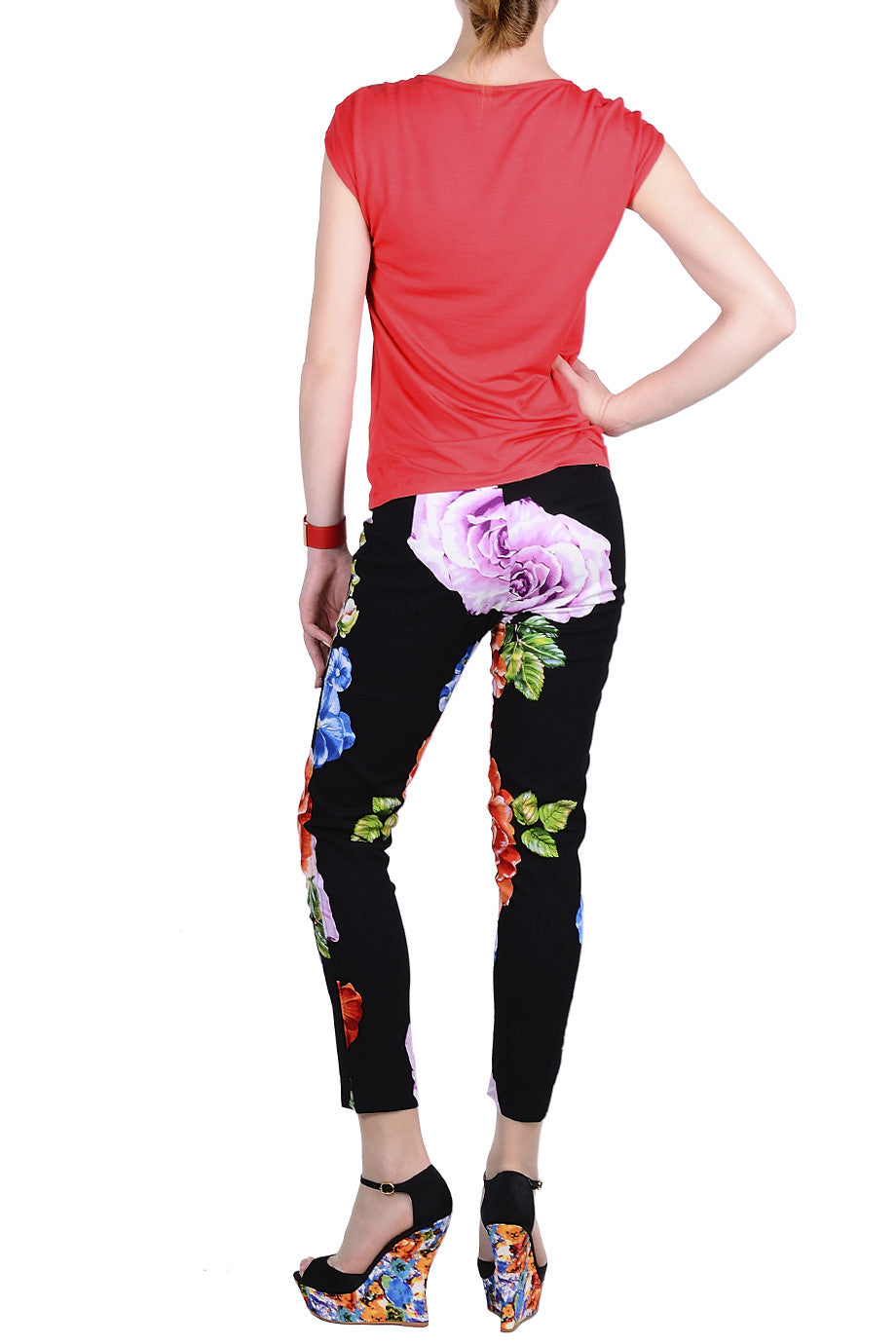 Παντελόνι με Πολύχρωμα Λουλούδια | Γυναικεία Παντελόνια