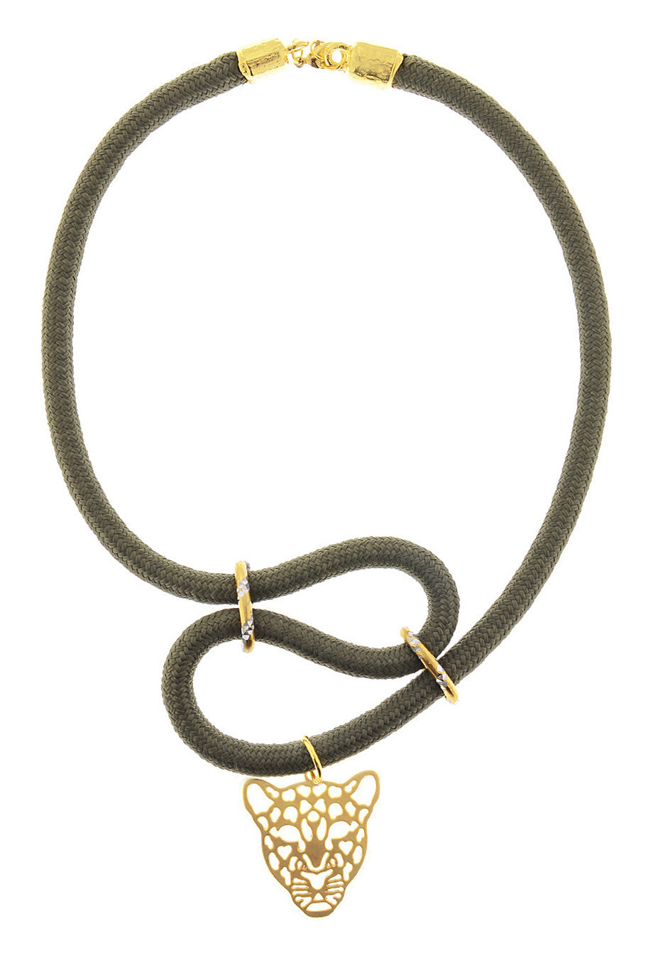 Λαδί Κολιέ με Λεοπάρδαλη | Κοσμήματα