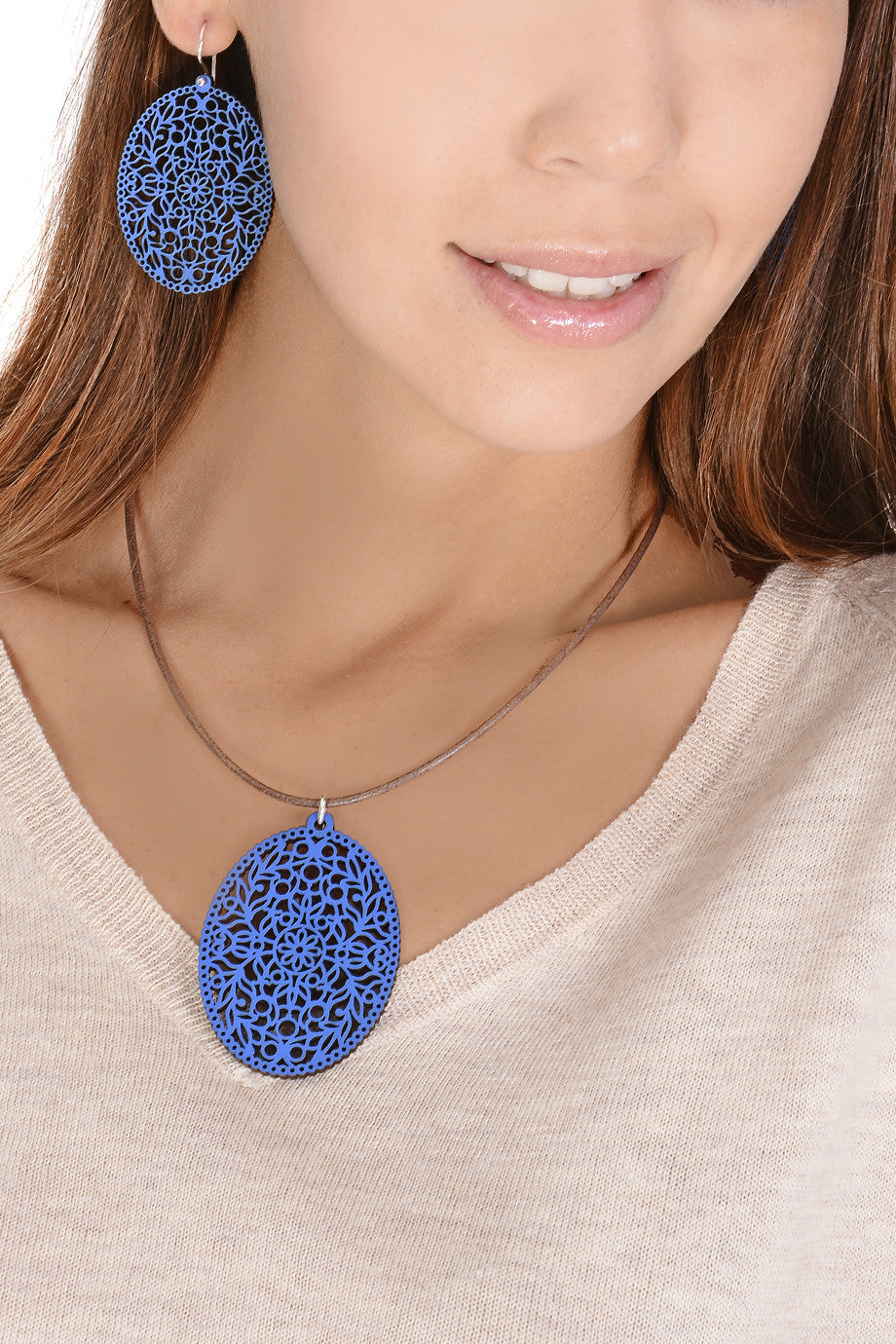 Μπλε Ξύλινο Μενταγιόν - Silvereira | Κοσμήματα