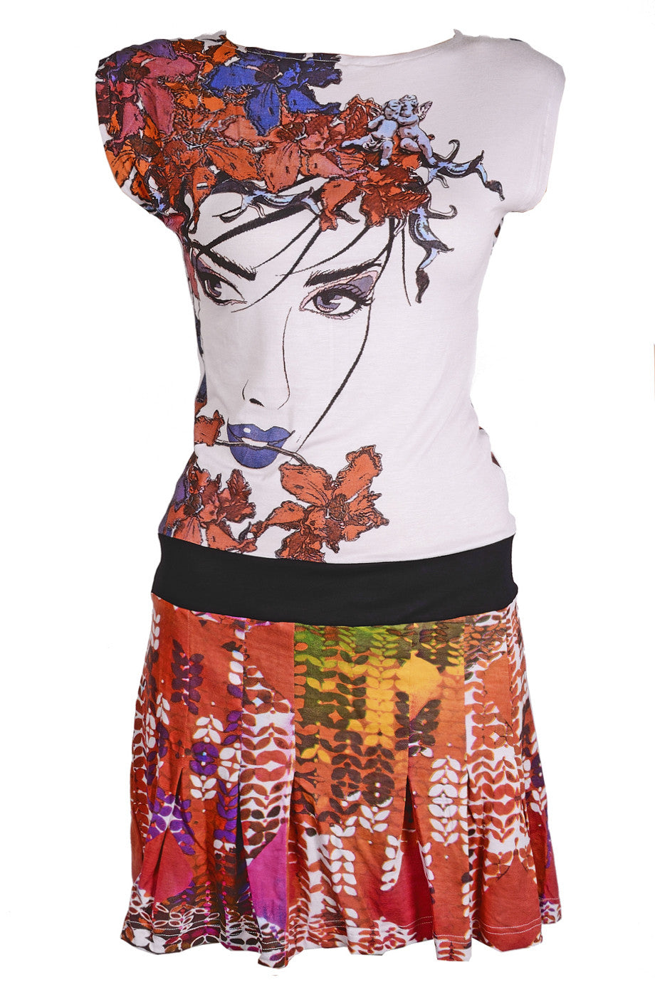 Γκρι Φόρεμα με Πολύχρωμα Σχέδια | Φορέματα - Smash!