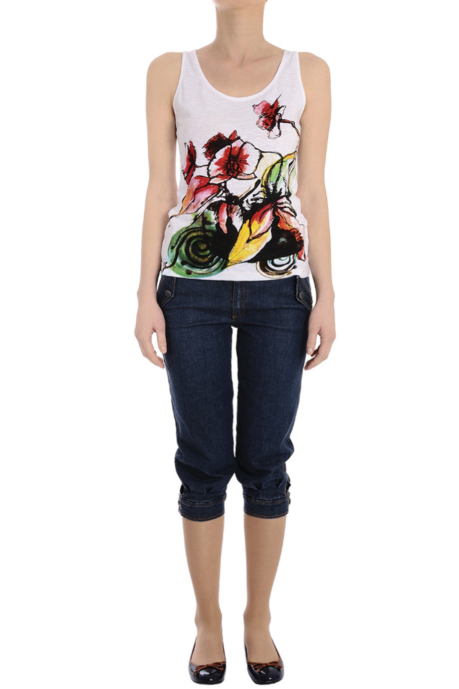 Λευκό Τοπ με Σχέδιο | Γυναικεία Ρούχα