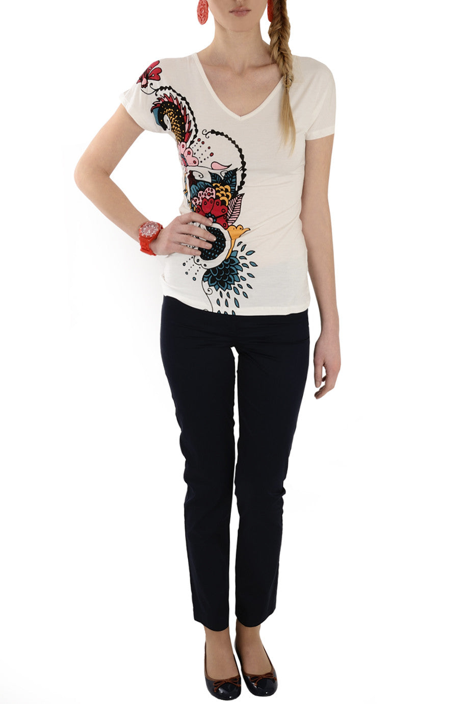 Λευκό Κοντομάνικο Τοπ | Γυναικεία Ρούχα