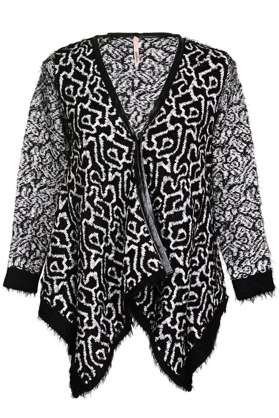 Πλεκτή Ασύμμετρη Mαυρόασπρη Ζακέτα | Γυναικεία Ρούχα