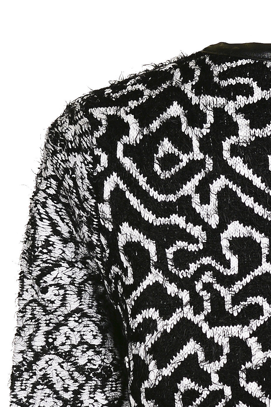 Πλεκτή Ασύμμετρη Mαυρόασπρη Ζακέτα | Γυναικεία Ρούχα