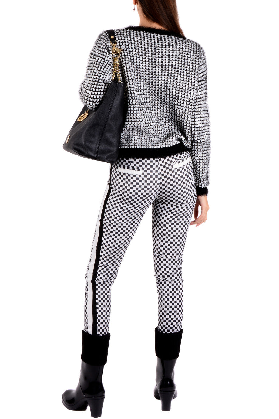 Aσπρόμαυρο Εφαρμοστό Παντελόνι | Γυναικεία Παντελόνια