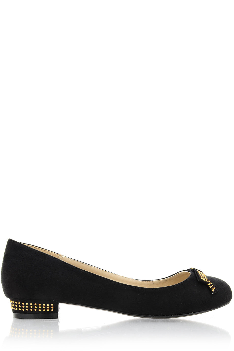 Μαύρες Μπαλαρίνες με Χρυσά Τρουκς | Γυναικεία Παπούτσια