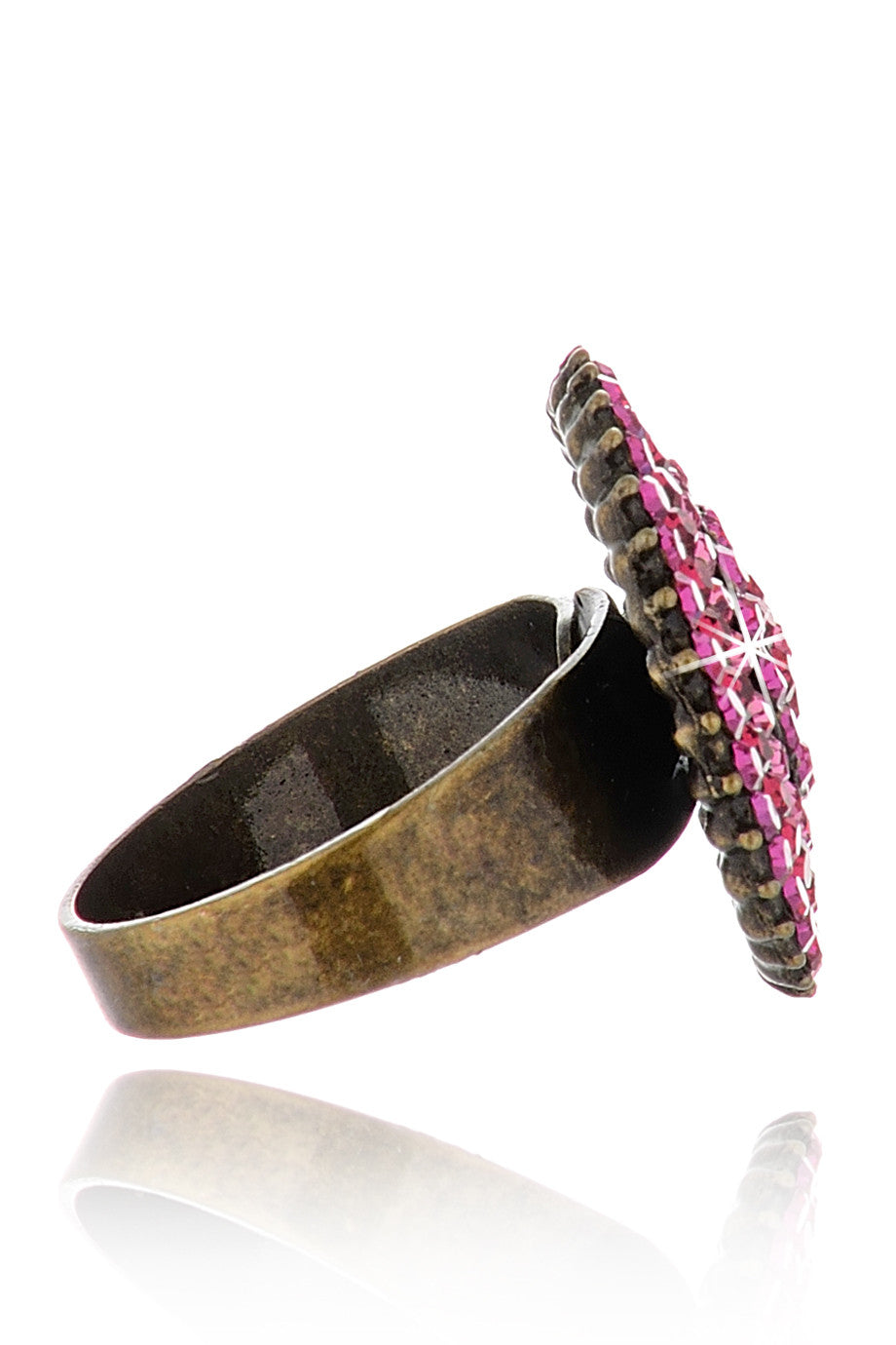 Φούξια Δαχτυλίδι με Κρύσταλλα - Vanity Her | Κοσμήματα