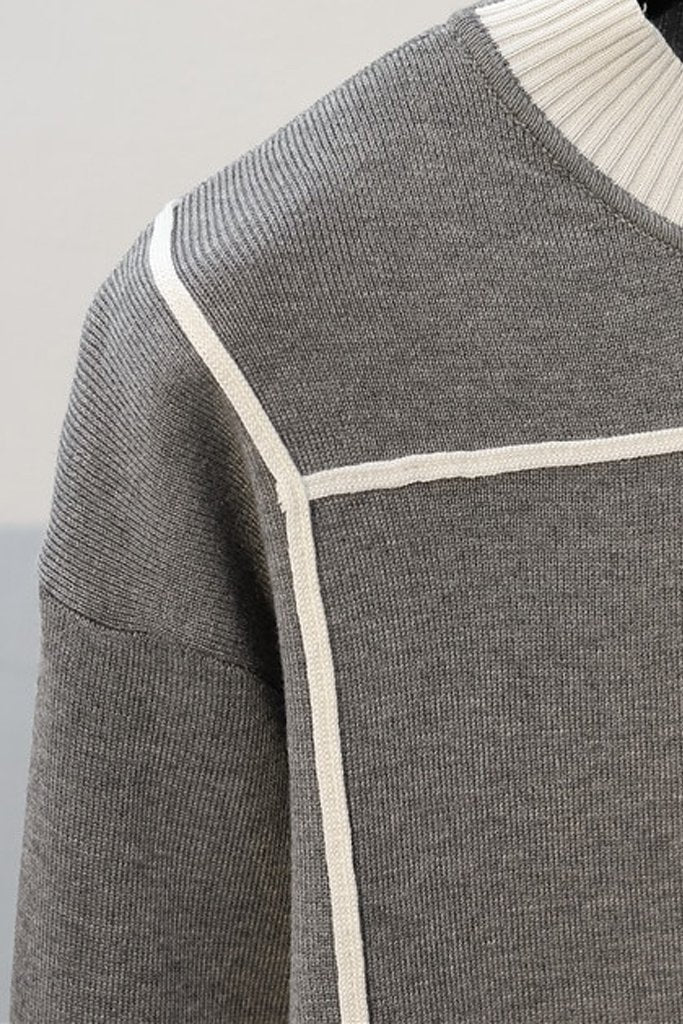 Γκρι Πλεκτό Σετ Τοπ και Παντελόνι | Γυναικεία Ρούχα Πλεκτά Σετ