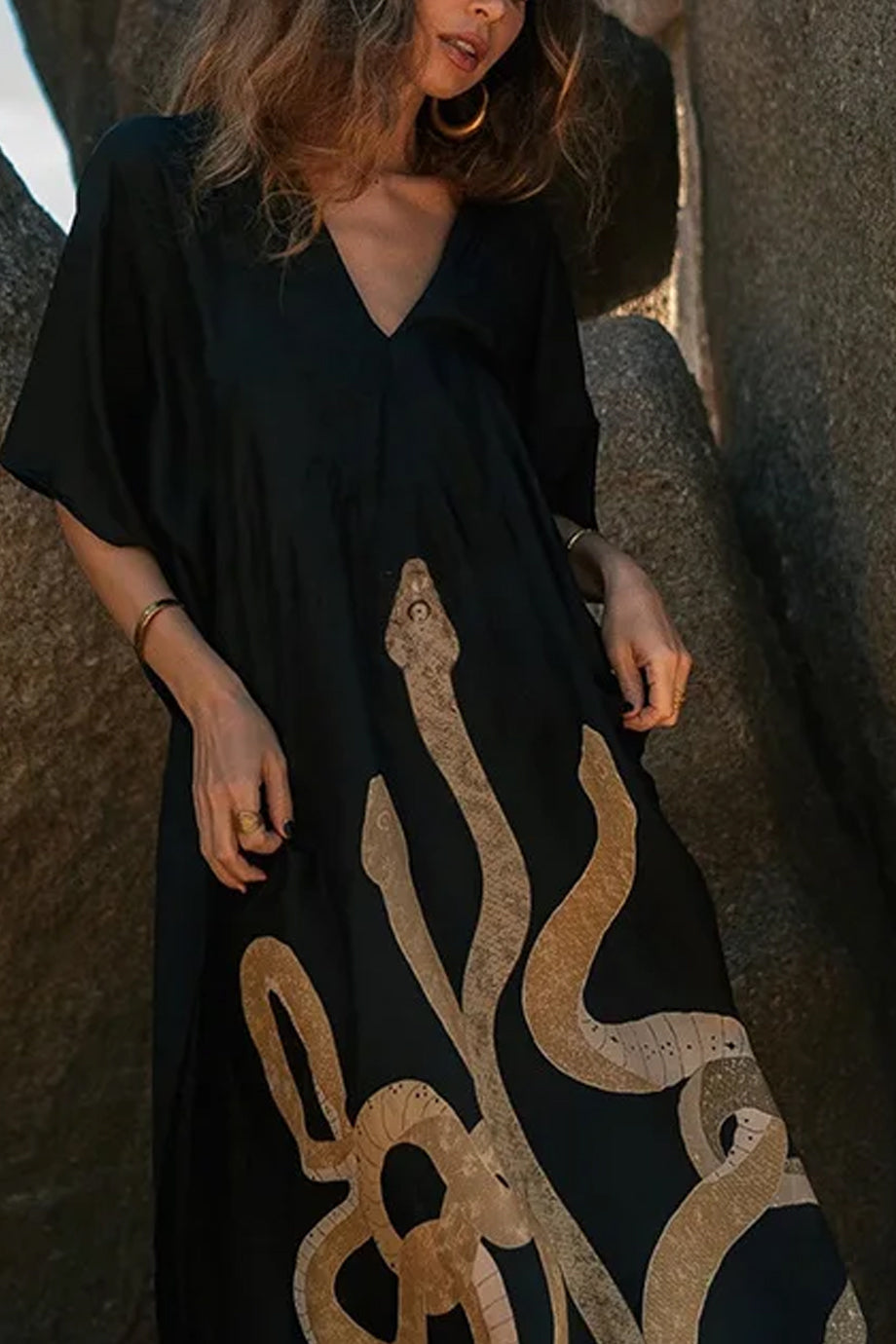 Medusa Veil Καφτάνι με σχέδιο Φιδιών | Γυναικεία Ρούχα - Beachwear - Loungewear | Medusa Veil – Snake Motif Kaftan