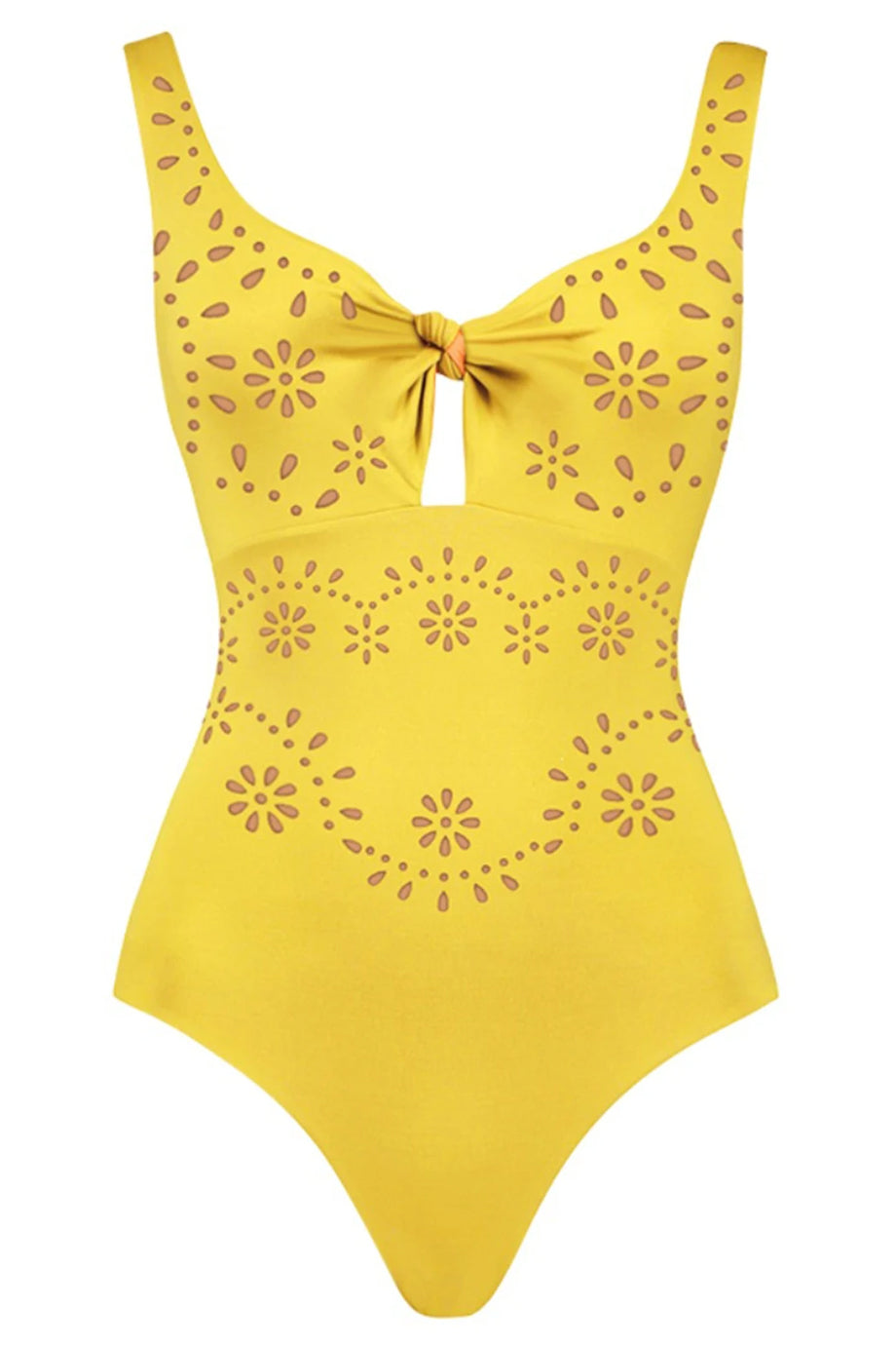Lemon Etoile One-Piece Swimsuit with Guipure Design and Pareo Skirt Set