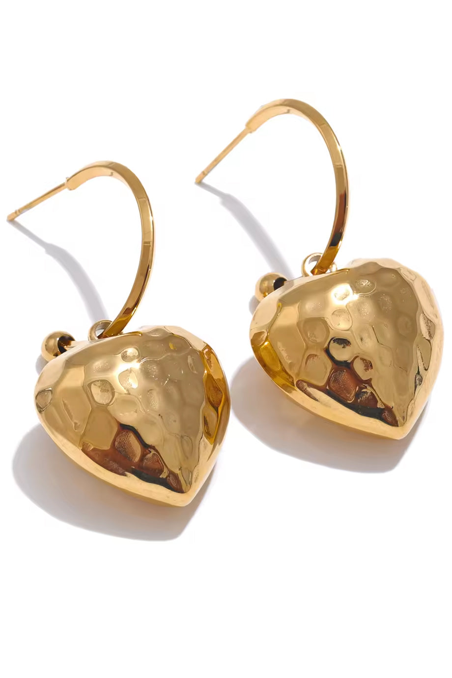 Calira Σκουλαρίκια με Σφυρήλατη Καρδιά | Κοσμήματα Jewelry | Calira Hammered Heart Earrings