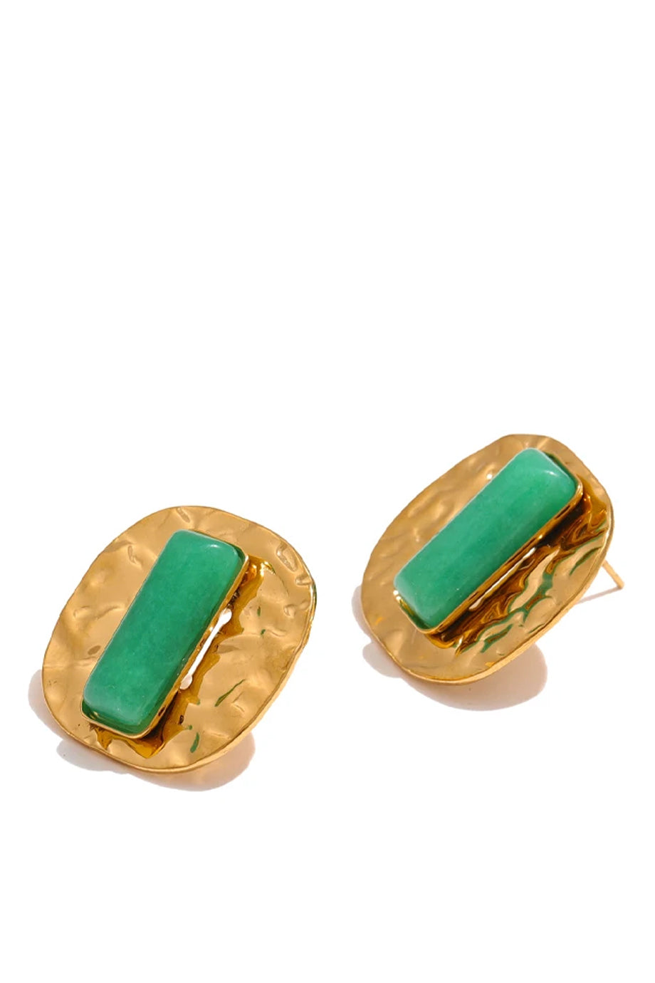 Evaris Χρυσά Σκουλαρίκια με Πράσινο Αχάτη | Σκουλαρίκια - Earrings | Evaris Green Agate Stud Earrings