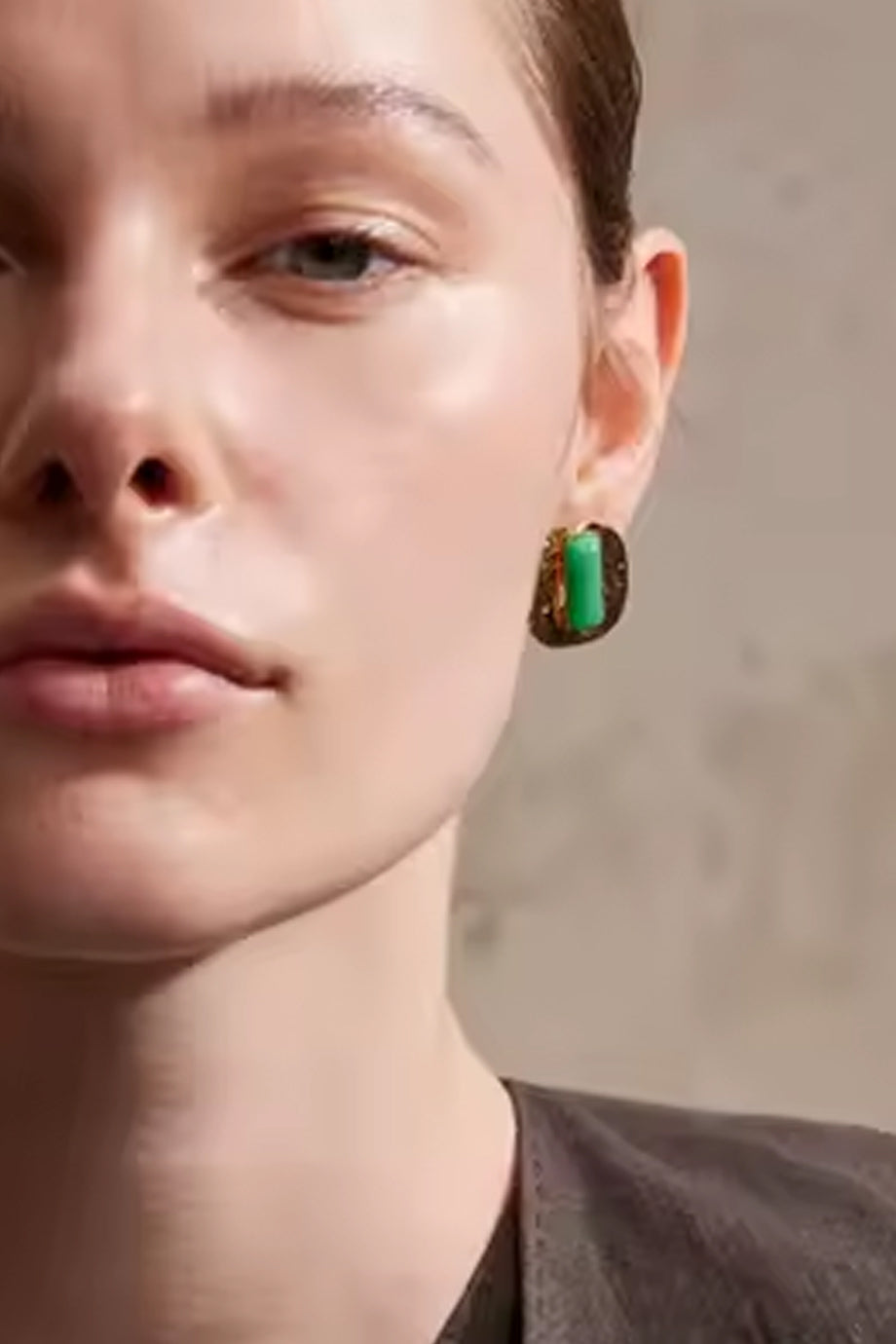 Evaris Χρυσά Σκουλαρίκια με Πράσινο Αχάτη | Σκουλαρίκια - Earrings | Evaris Green Agate Stud Earrings