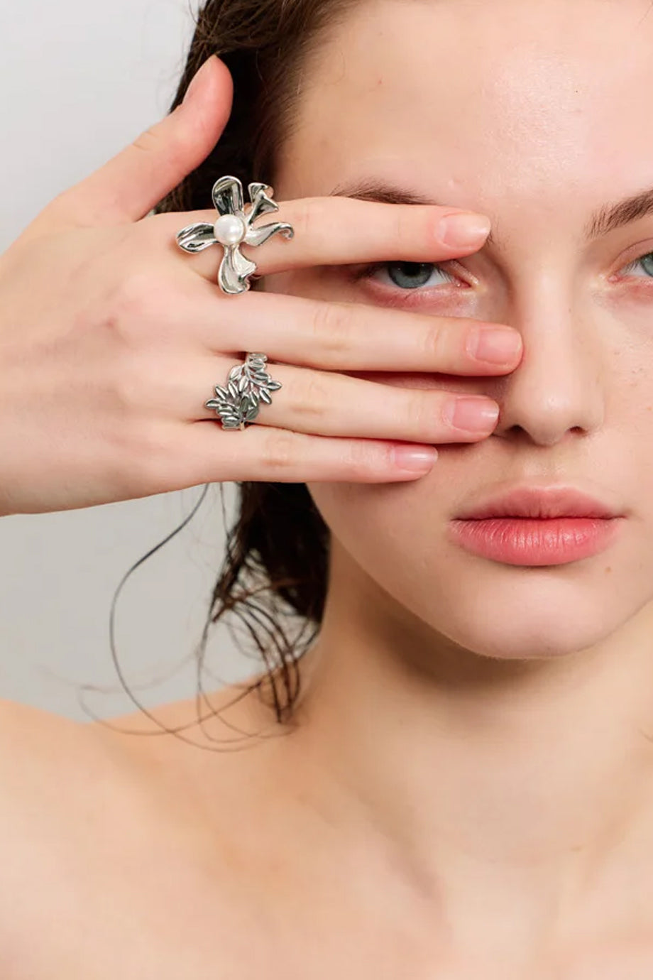 Fleurine Ασημί Δαχτυλίδι Λουλούδι με Πέρλα | Κοσμήματα - Δαχτυλίδια - Rings |  Fleurine Silver Flower Pearl Ring 