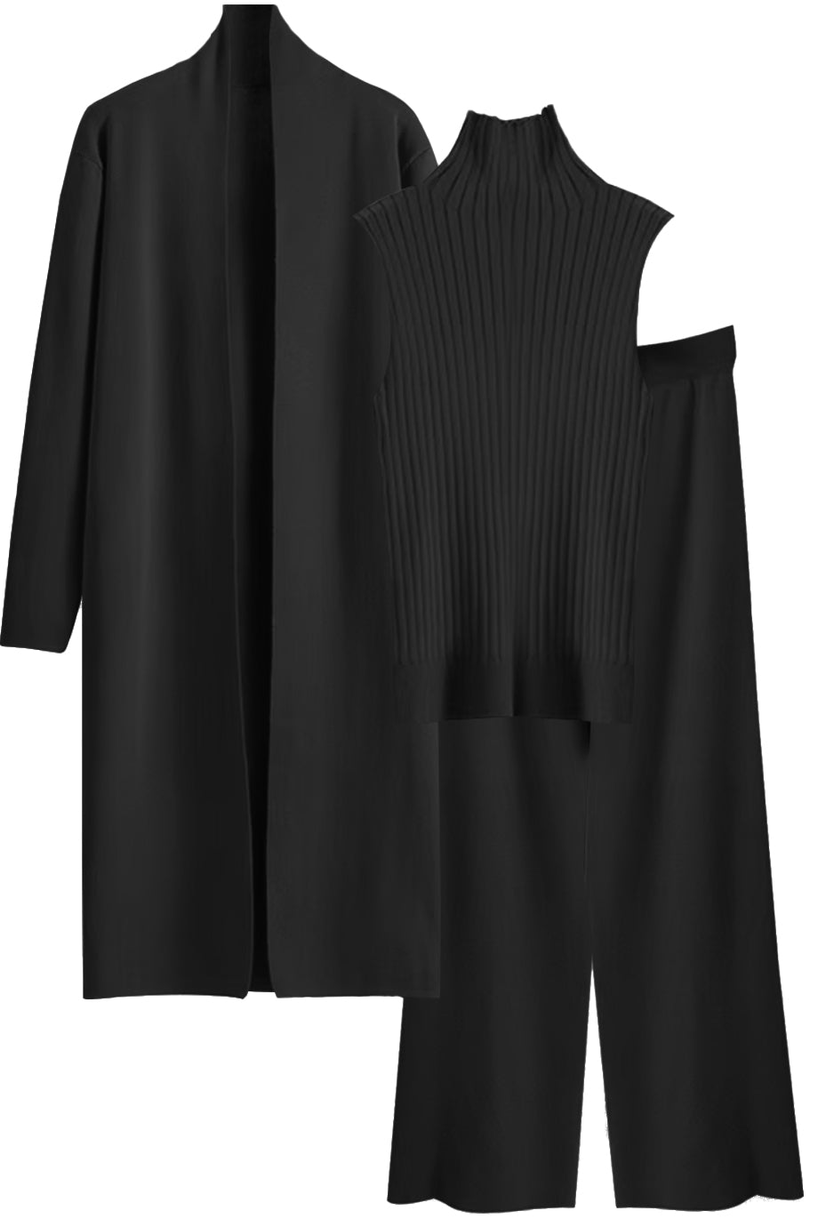 Completo giacca, top e pantaloni lavorati a maglia Seraphiel