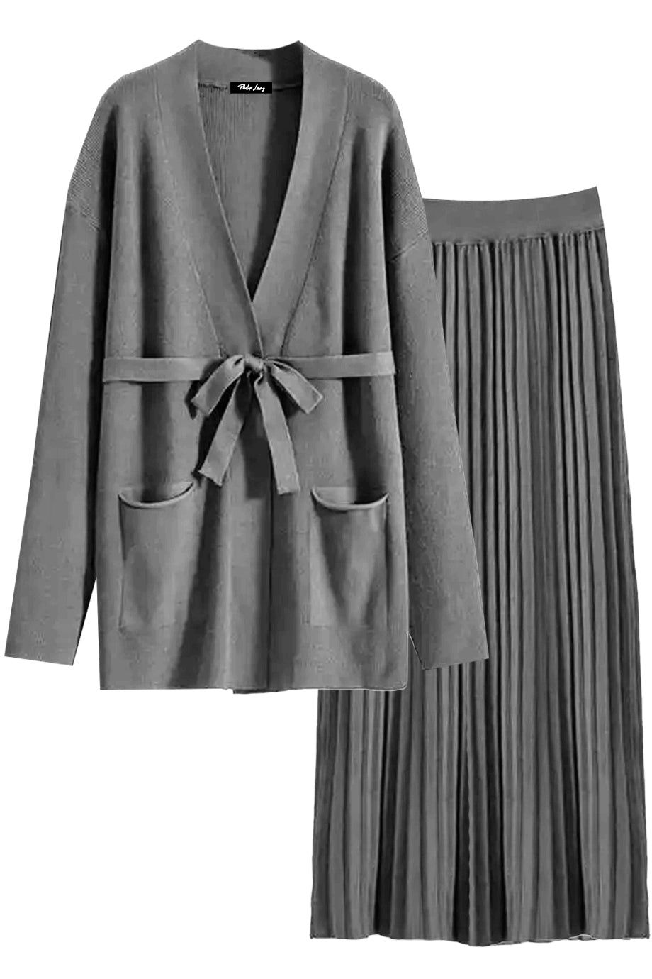 Mireille Πλεκτό Σετ με Ζακέτα και Φούστα με Πιέτες | Πλεκτά Σετ Knitwear Clothing Sets | Mireille Knit Set with Cardigan and Skirt with Pleats