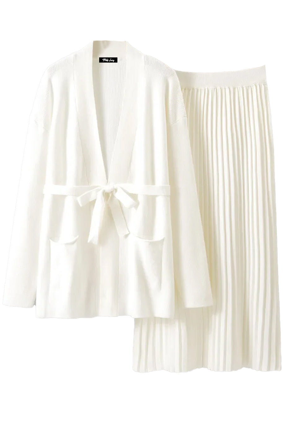 Mireille Knitted Cardigan and Pleated Skirt Set