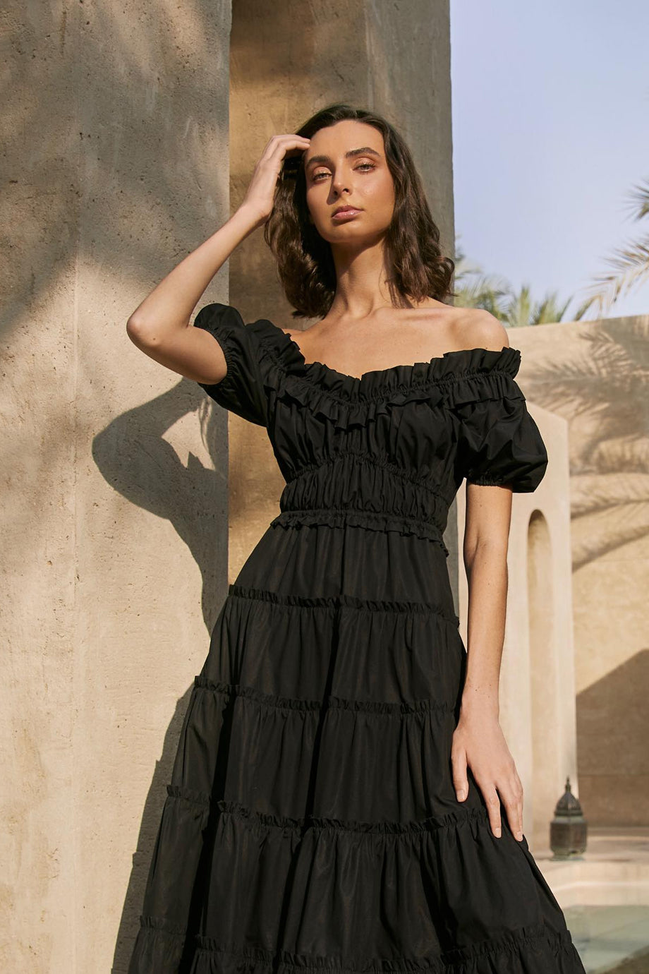 Rosamie Φόρεμα με Παρτούς Ώμους | Γυναικεία Ρούχα - Φορέματα | Rosamie Off Shoulder Tiered Maxi Dress