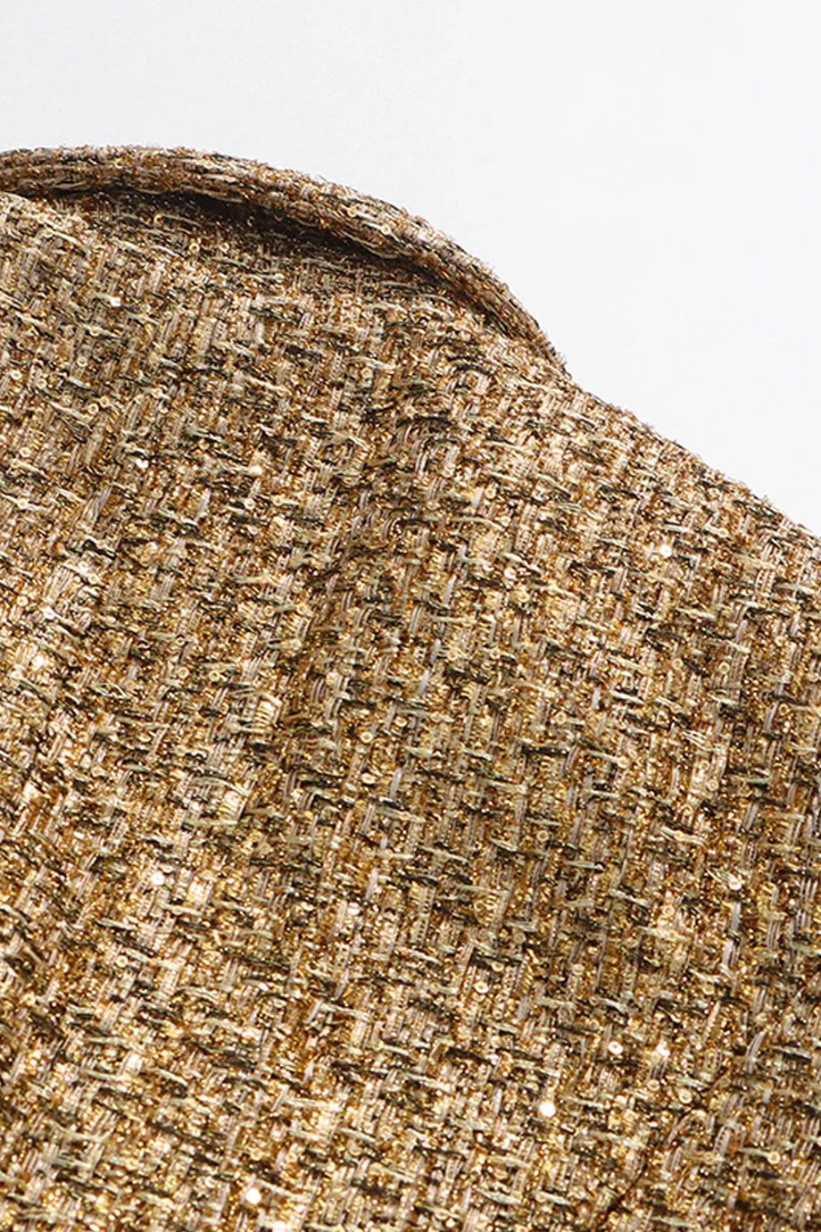 Monica Χρυσό Tweed Blazer Mini Φόρεμα-Σακάκι με Διπλό Κούμπωμα | Φορέματα - Blazer Dresses | Monica Gold Tweed Blazer Mini Dress with Double Breasted Buttons