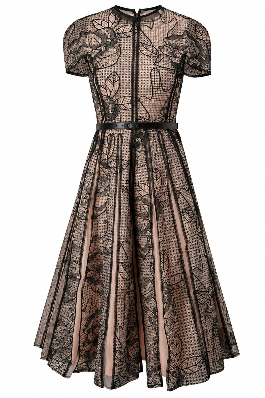 Veloura Noir Midi Φόρεμα με Δαντέλα | Γυναικεία Φορέματα - Evening dresses| Veloura Noir Lace Midi Evening Dress