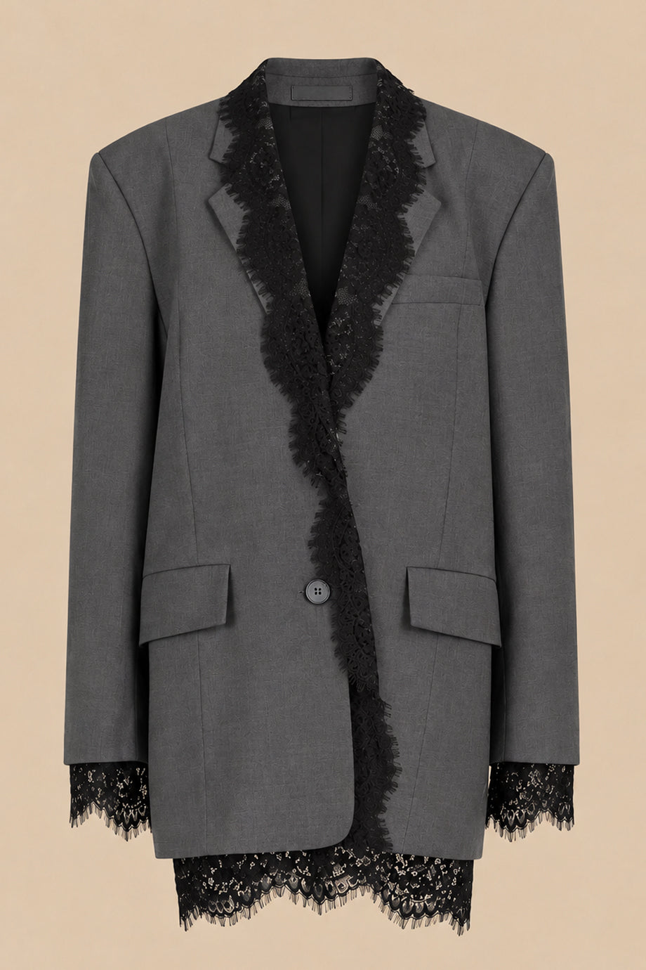 Elodie Grey Jacket with Black Lace