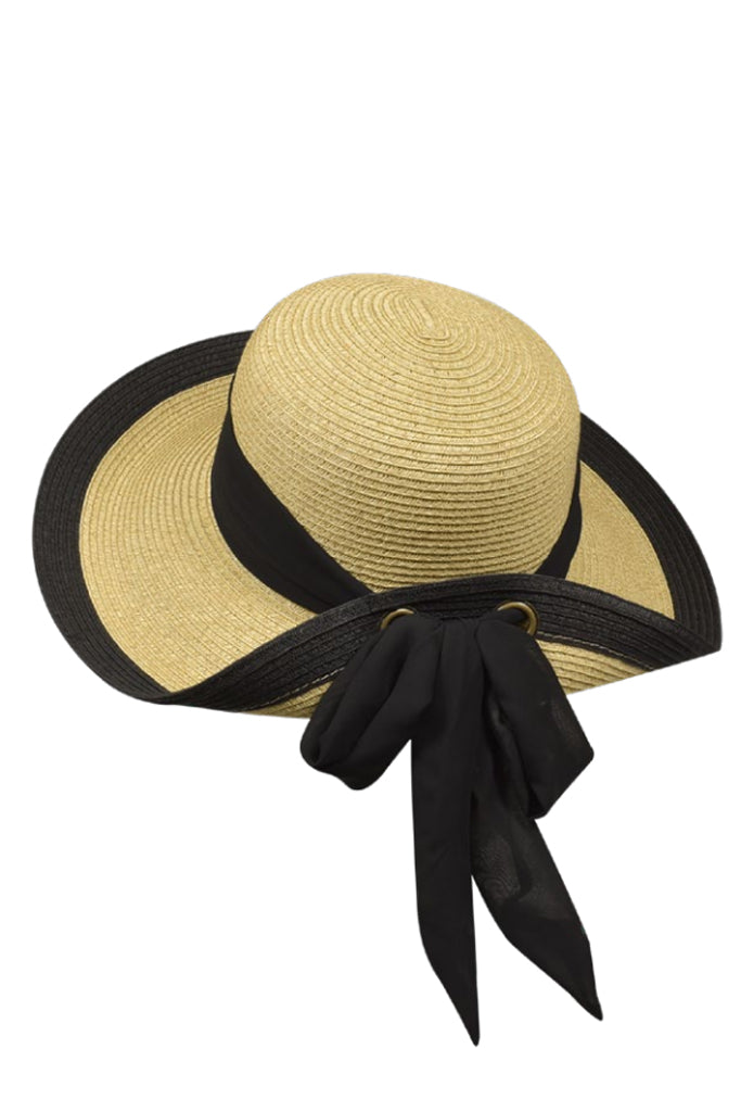 Celosy Beige Straw Hat with Ribbon