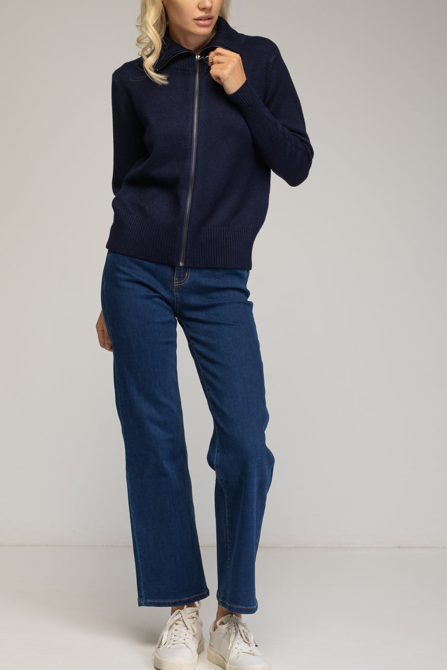 Maelle Πλεκτή Ζακέτα με Φερμουάρ | Ζακέτες Πλεκτά Knitwear Cardigans | Maelle Zip-Up Knit Jacket with High Collar