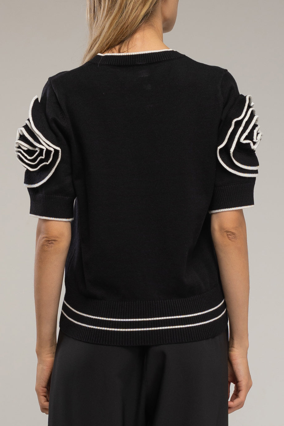 Florisse Μπλούζα με Κοντά Μανίκια και Λουλούδια | Τοπ, Μπλούζες Knits Knitwear| Florisse Top with Floral Sleeve Details