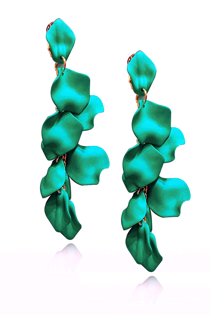 Leafy Turquoise Long Earrings