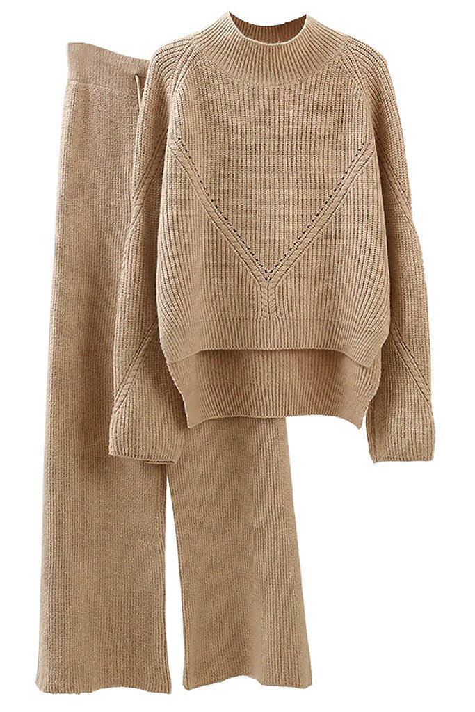 Magritte Beige Knitted Sweater and Pants (Set)